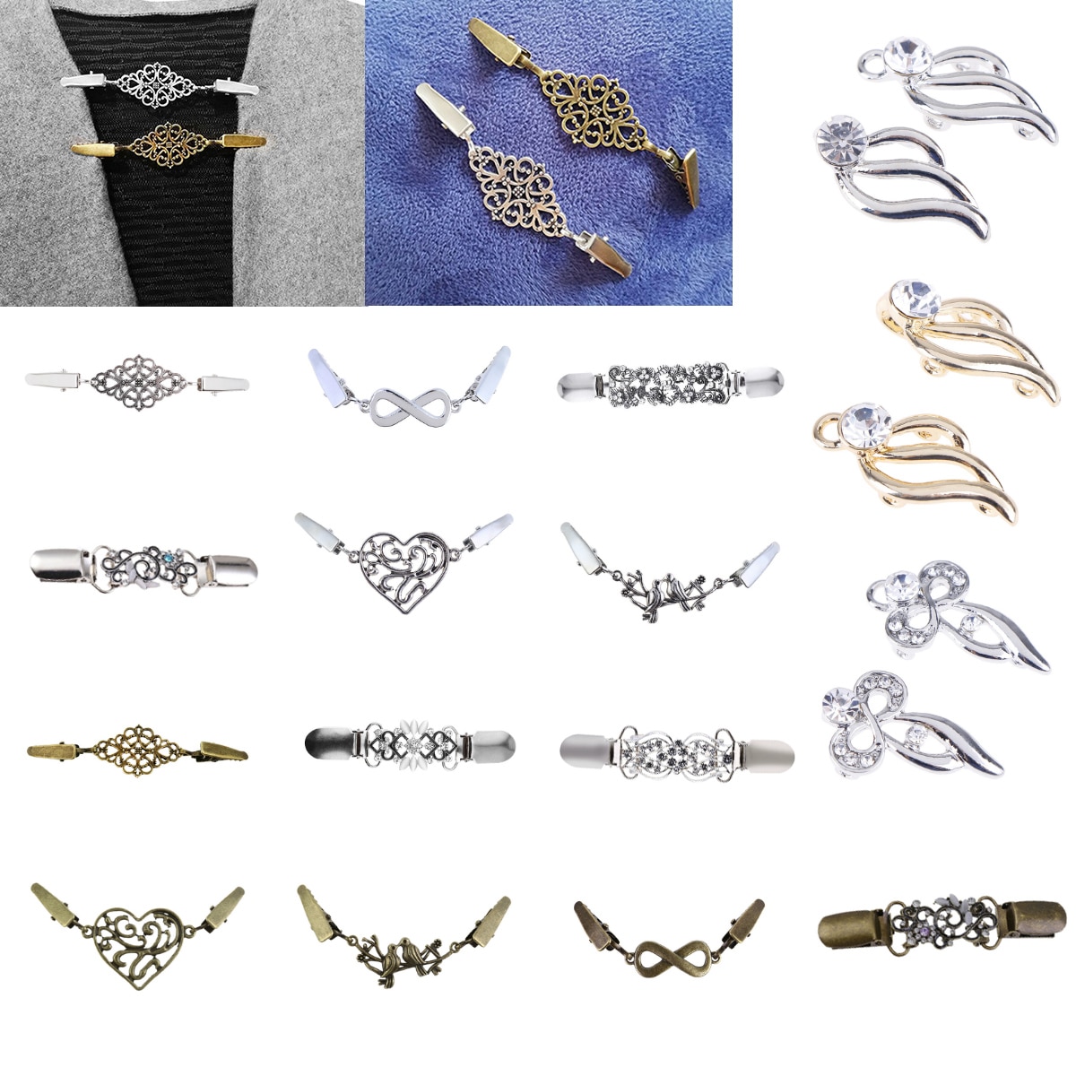 Femmes rétro Vintage Cardigan canard pince broche pull châle Blouse col pull écharpe fermoir broche bijoux accessoires