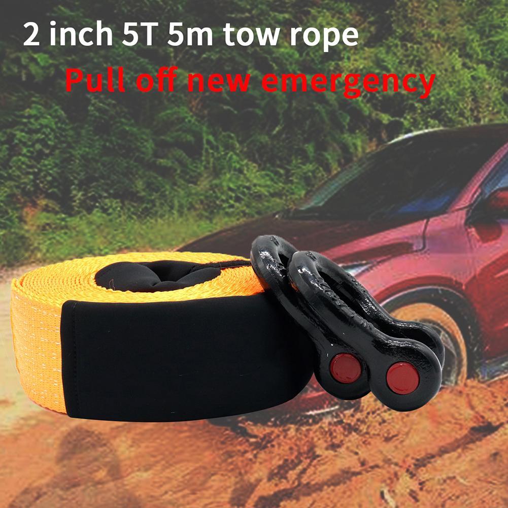 16ftx2in 5 Tons Heavy Duty Car Road Recovery Tow Strap Towing Rope Orange: Default Title
