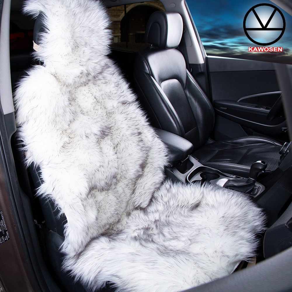Kawosen 1 Stuk Lange Faux Bont Bekleding, Universele Kunstmatige Pluche Auto Stoelhoezen, leuke Pluche Sneeuw Zitkussen LFFS02