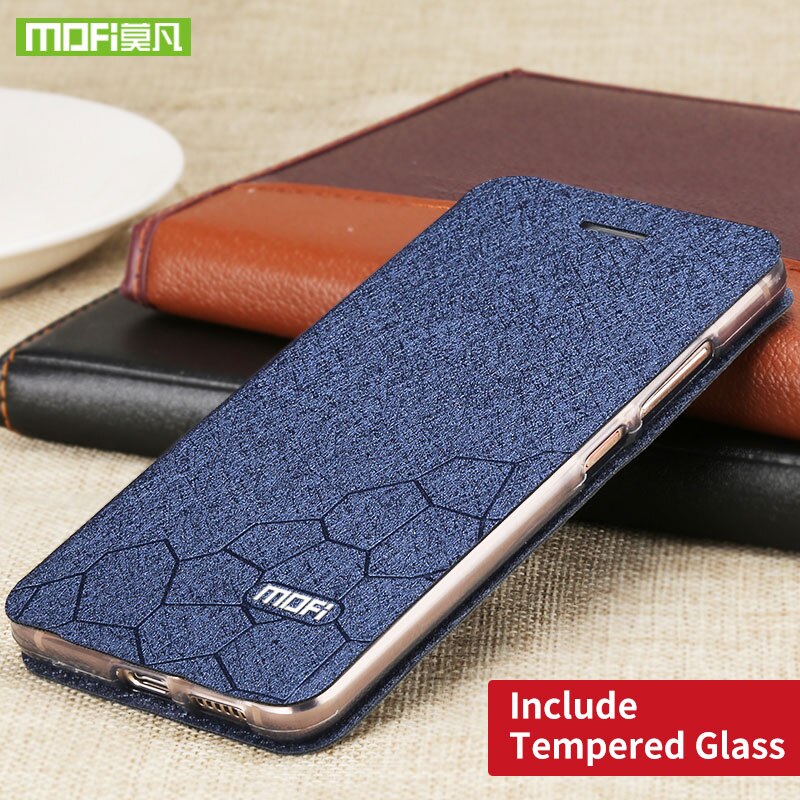 Original mofi til xiaomi poco  x3 nfc cover cover flip læder til xiaomi poco  x3 nfc 360 shockproof capas: Blå med glas