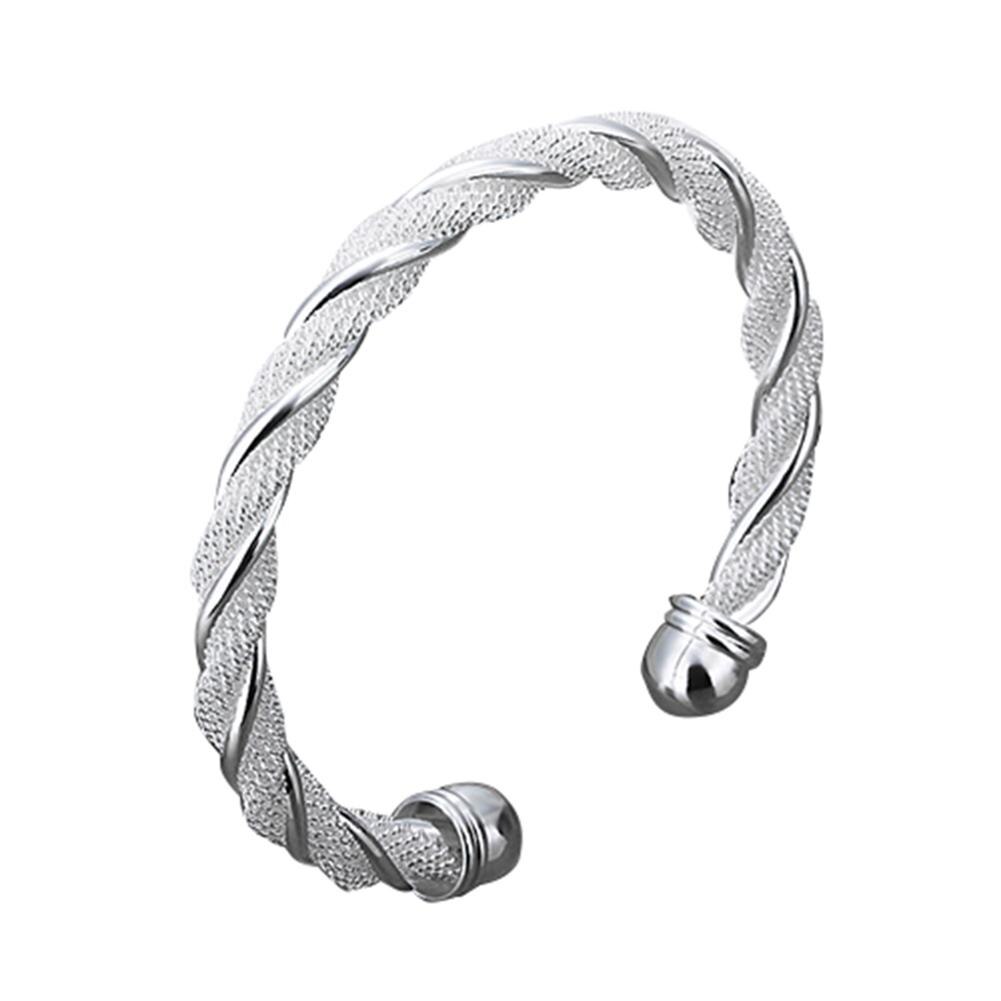 Frauen's Einfache Silber Überzogene Twist Manschette Armreif Öffnen Armbinde Schmuck Öffnung Armreif Schmuck Einfache