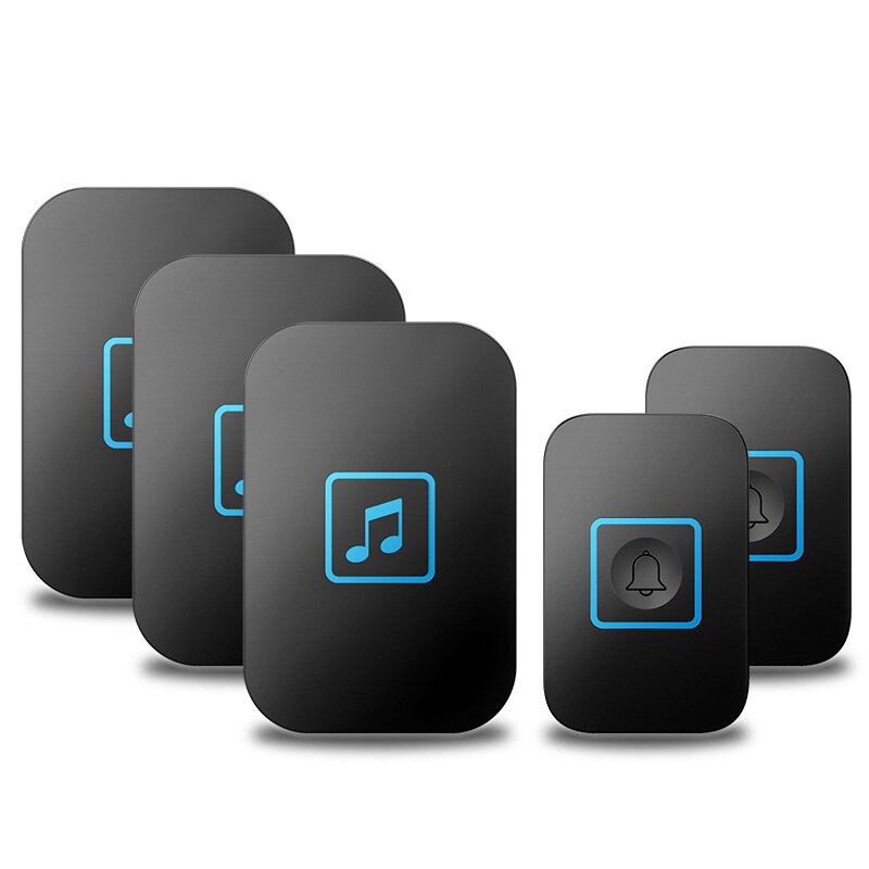 WEMEDA Wireless Doorbell Waterproof Touch Button LED Light Home Smart Cordless Door Ring Bell US EU UK Plug 300M Range 60 Chimes: black 2x3 / AU