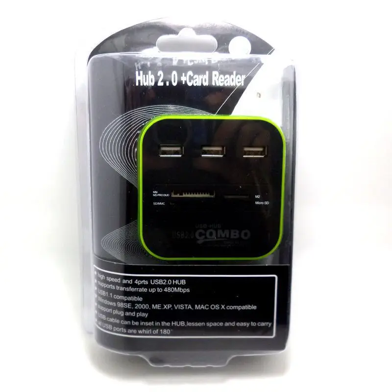 High Speed USB 2.0 Hub 3 Ports with Card Reader Mini Hub USB Combo All In One USB Hubs Splitter Adapter for PC Laptop Computer