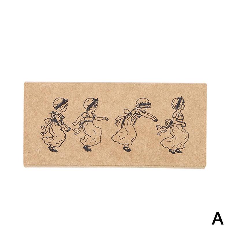 Sellos de goma madera con personajes de dibujos animados, para decoración de Scarpbooking, manualidades DIY, sellos de madera, suministros de papelería escolares: A