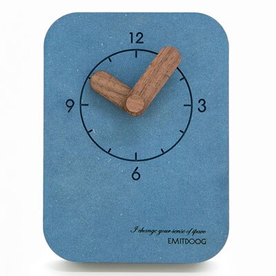 G74 Digital Concrete Promotional Desk Clock Square Photo Frame Wooden Office Table Clock for: Blue