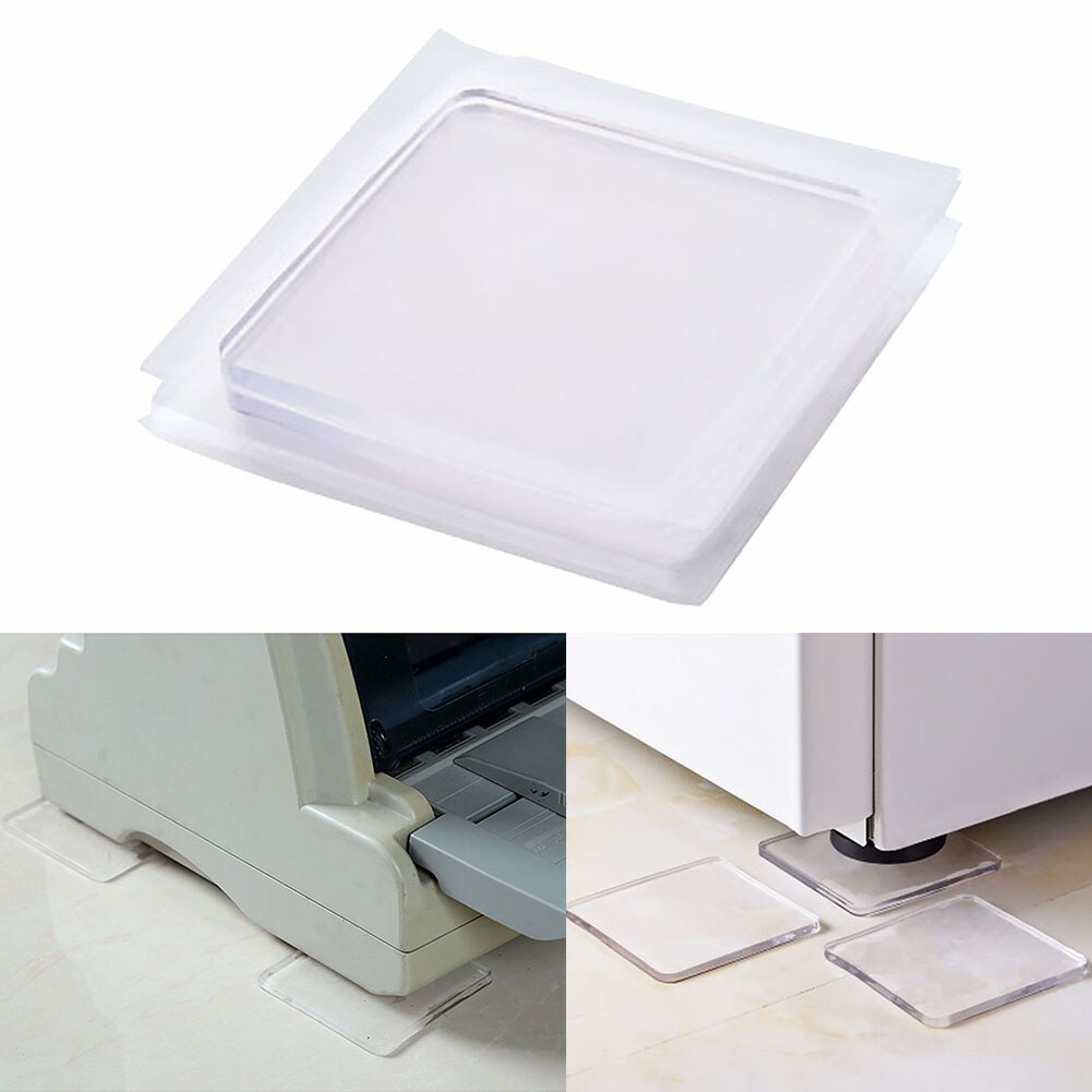 4 stk / sæt mat stødabsorberende bærbar vaskemaskine pad skridsikker anti vibration giftfri silikone gennemsigtig