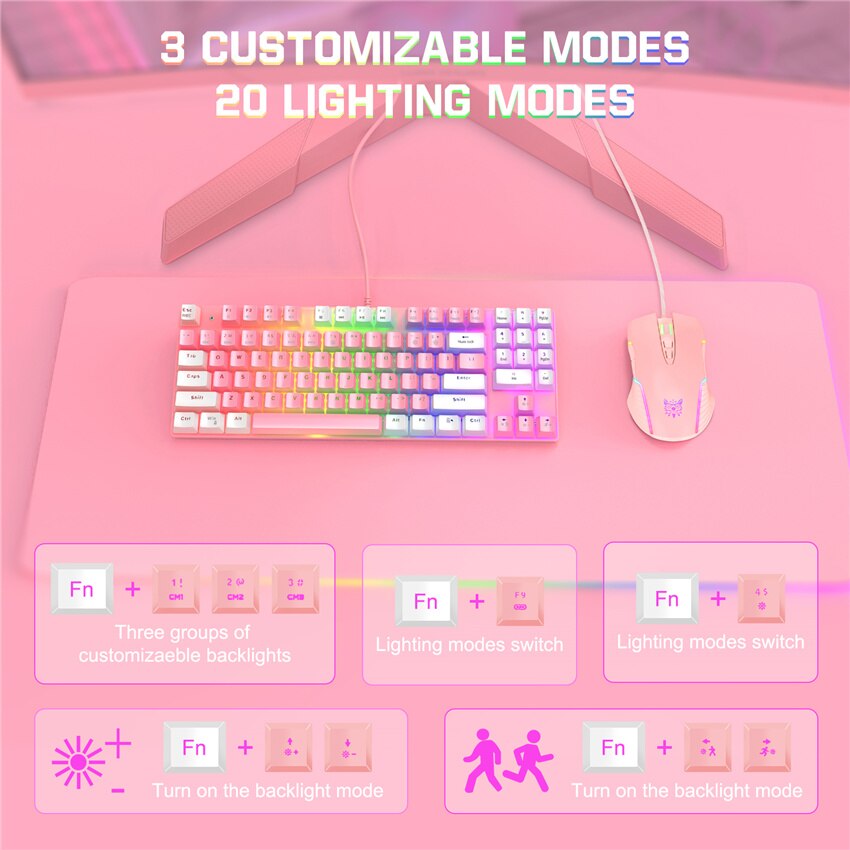 ONIKUMA G26 Wired 89-keys Mechanical Keyboard Mouse Set USB Interface Backlit Keyboard for Gaming Office Dedicated