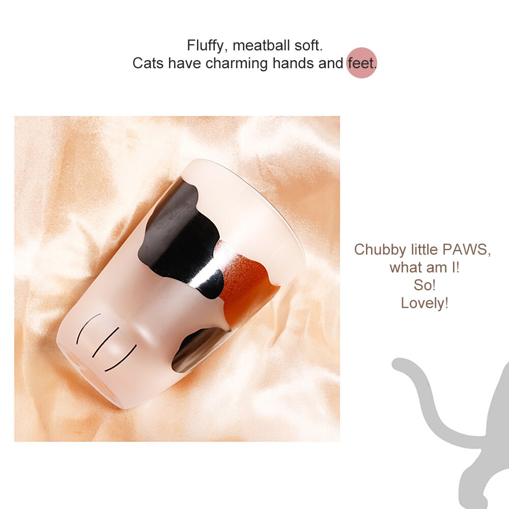 230/300ML Cat Claw Cup Milk Glass Frosted Glass Cups Cute Cats Foot Claw Print Mug Cat Paw for Breakfast Coffee Kids Milk Bottle