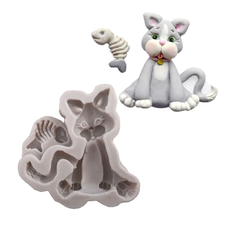 3d dyr silikonform katt hund form fondant kakeform gjør-det-selv kake dekorasjonsverktøy kjøkkentilbehør