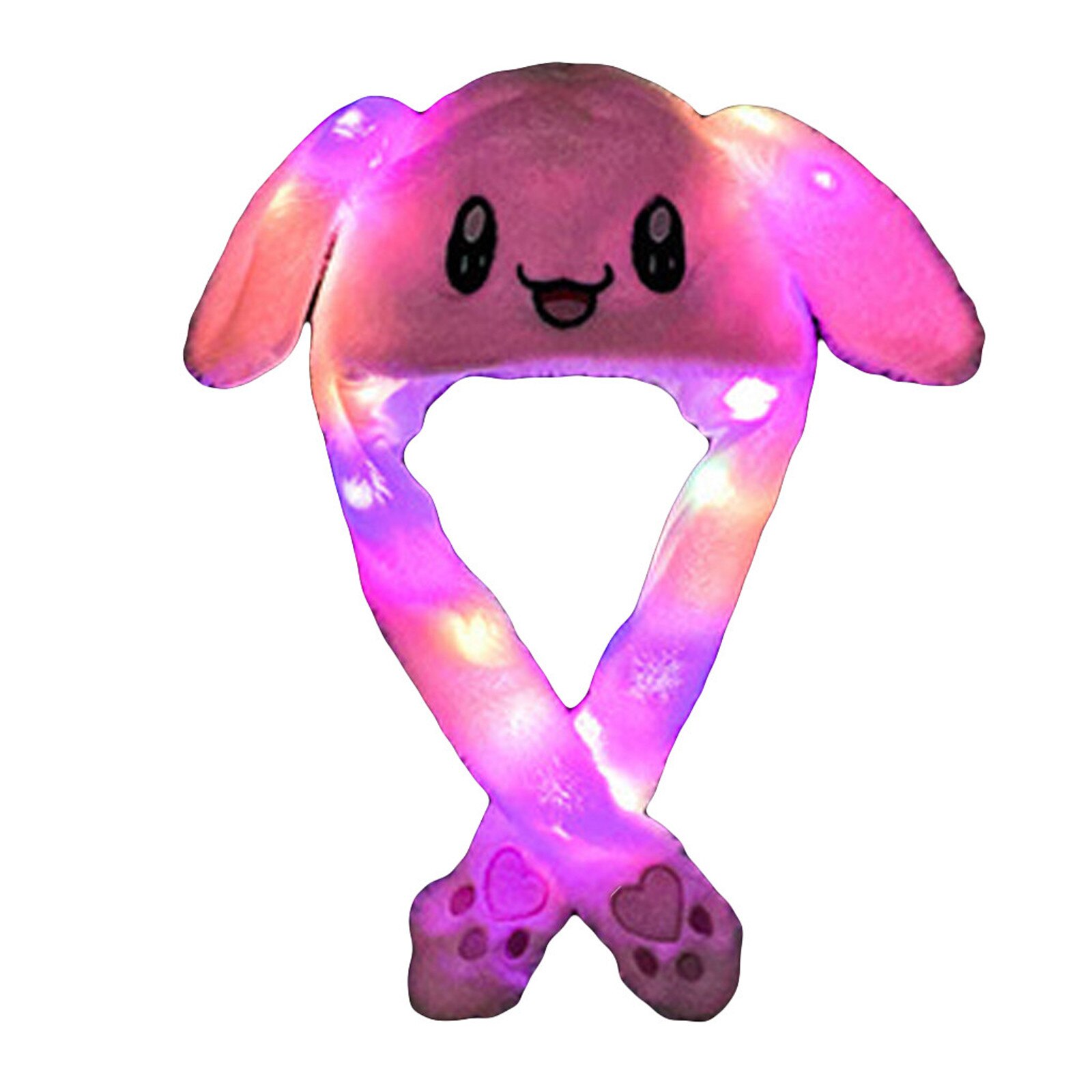 Luz movendo orelhas de coelho chapéu engraçado mão ímã chapéu de pelúcia controlável orelhas longas bonito presente animal coelho orelha chapéu hat hat hat hat hat: Pink