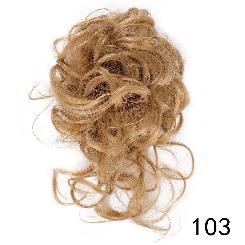 LiHui moño sintético, banda con rizos desordenados, pinza elástica para el pelo, pieza de peluca, pinza para el pelo para mujer, negro y marrón: P4 / 27