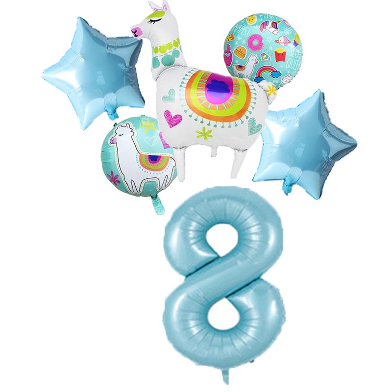 Cartoon Animal Alpaca Aluminium Foil Balloon Set cartoon animal llama balloons decoration Birthday Wedding favors balloons: Deep Sapphire