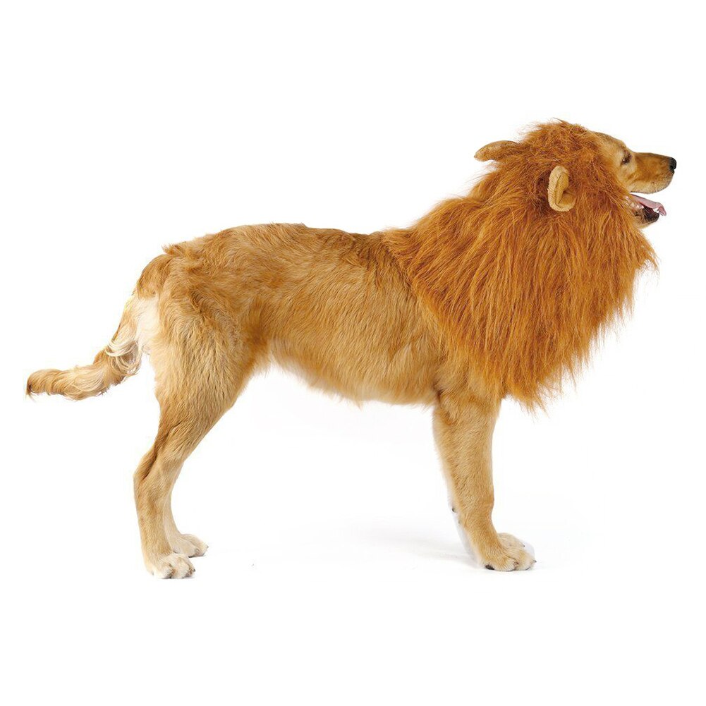 Pet Costume Lion Mane Wig with/without Ears for Large Dog Halloween Clothes Fancy Dress up DIN889