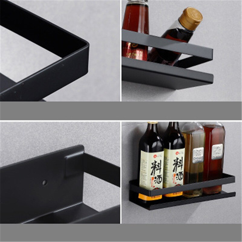 Bathroom Hradware Accessories 20-50cm Modern Matte Black Bathroom Corner Shelves Kitchen Wall Shelf Shower Shampoo Storage Rack