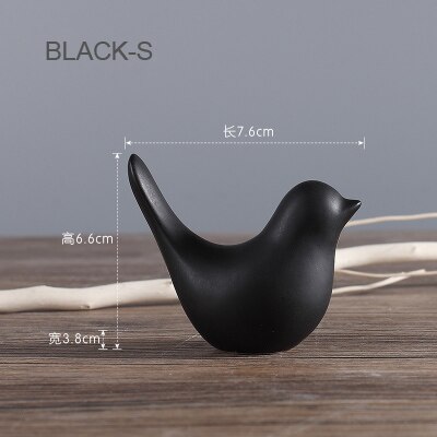 nordisch Kreative Weiß Keramik Vogel Figuren Heimat Dekoration Zubehör Party Handwerk für Wohnzimmer verwöhnen Hochzeit Ornamente: S-Schwarz