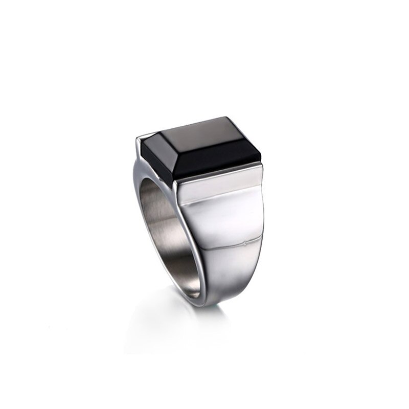 Vnox heren Ring Zwart Grote Steen 316L Rvs Sieraden Mannen Charm Trouwringen