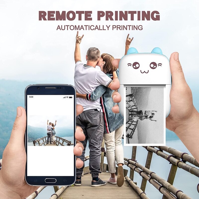 Draagbare Thermische Printer Draadloze Mini Kat Print Foto Pocket Thermische Label Printer 58Mm Printing Bluetooth Android Ios Printers