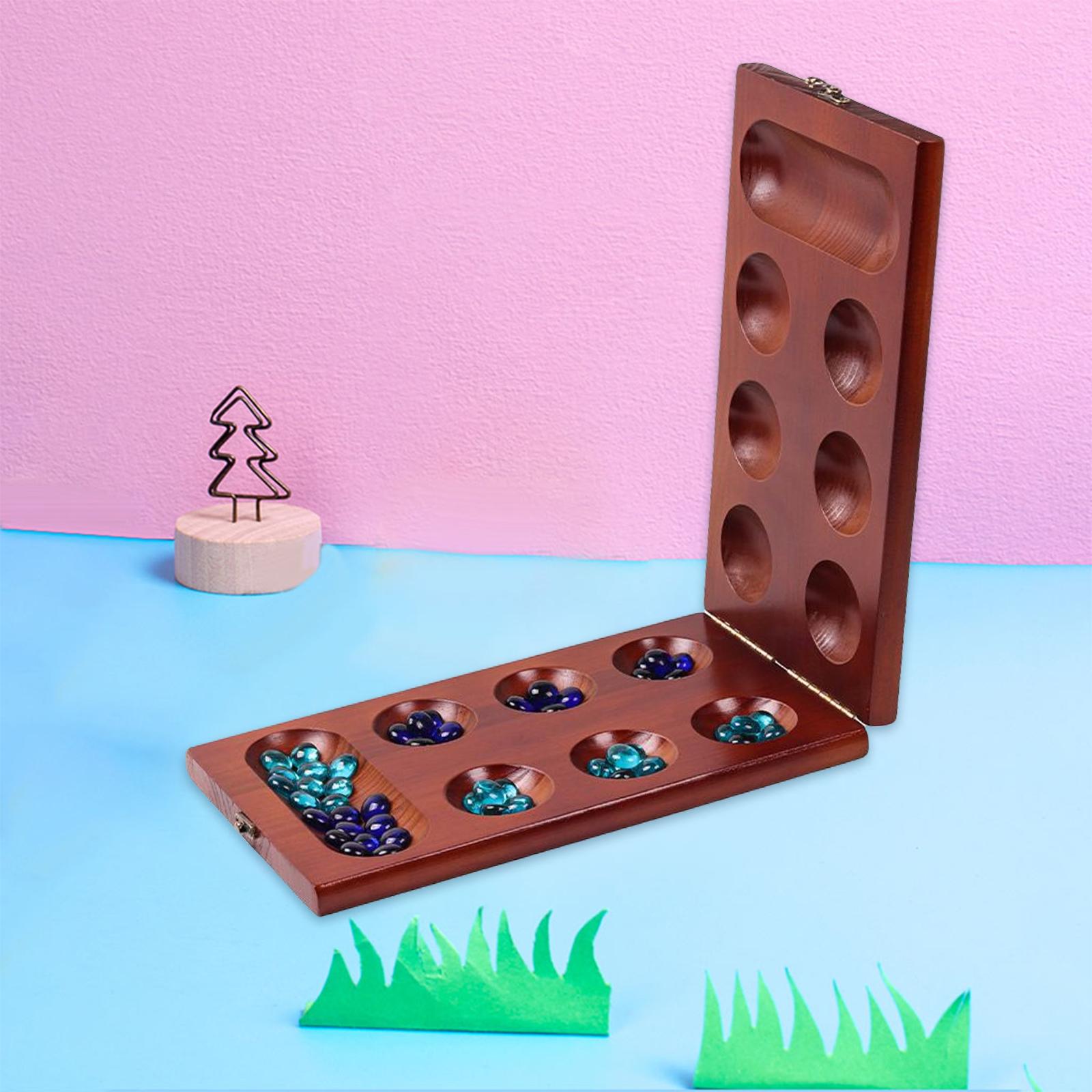 Wooden Mancala Board Game, Educational Logic Strategy Game for Entertainment