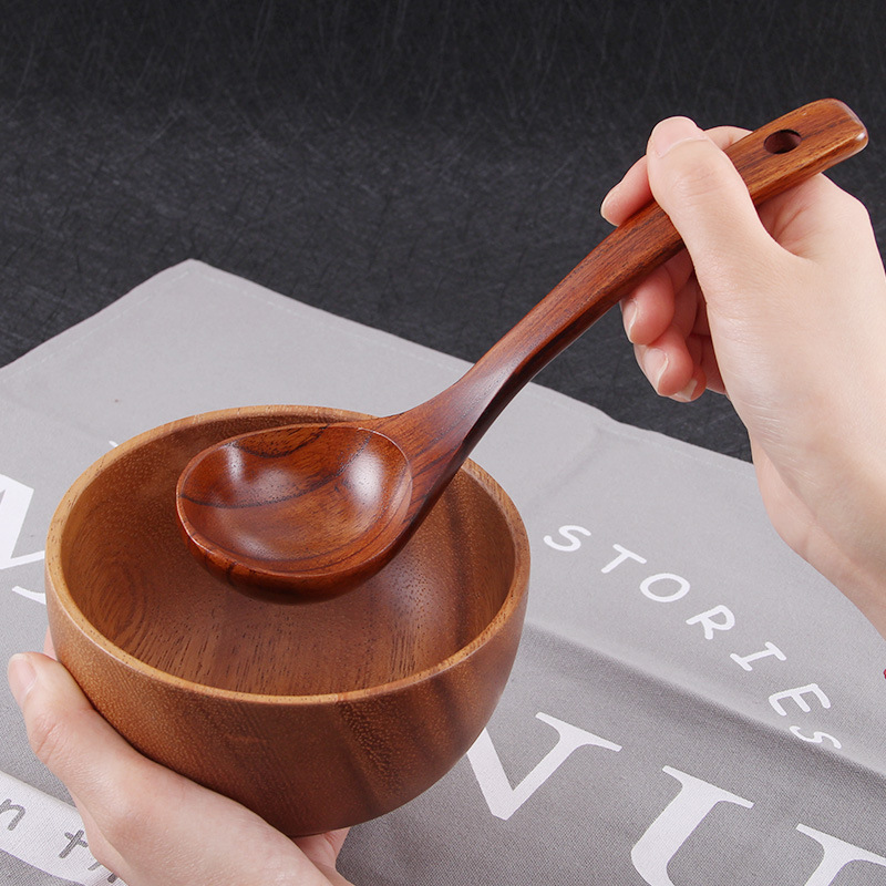 Natural Solid Wood Spoon Kitchen Soup Serving Wooden Long Handle Tableware Wood Utensilios de Cocina Cooking Kitchen Tool