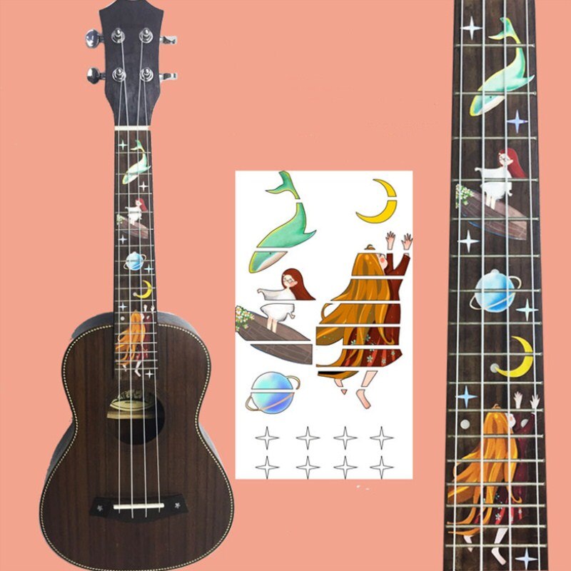 Pegatinas de Ukelele DIY, calcomanías con incrustaciones bonitas, pegatina de diapasón para Ukelele, accesorios: C