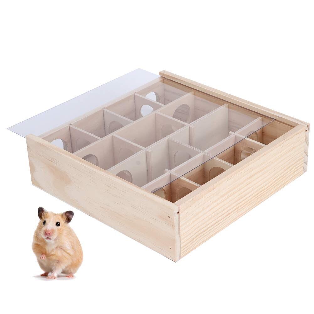 Túnel de laberinto de madera Natural para hámster, juguete con cubierta para ratones, animales pequeños, laberinto deportivo para actividades de mascotas, juguetes interactivos inteligentes