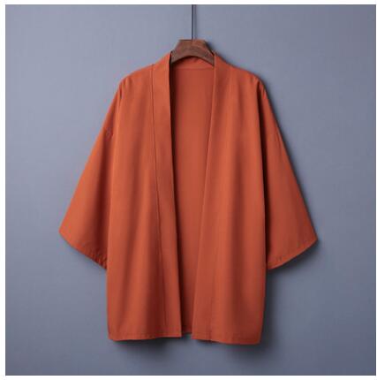 Spring Summer Plain Color Coat Japanese Kimono Cardigan Kimono Haori For Woman Man Loose Thin Outer Garment: L