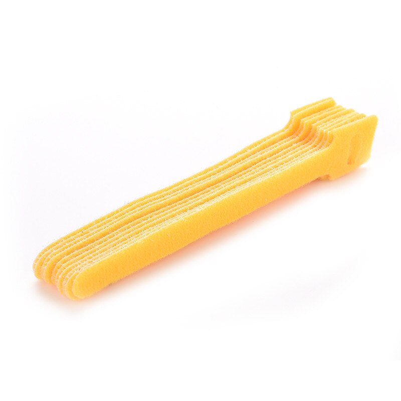 10pcs 12*150mm Back To Back Cable Tie Nylon Reusable Cable Ties With Eyelet Holes Nylon Hook Loop Fastener Management: Yellow