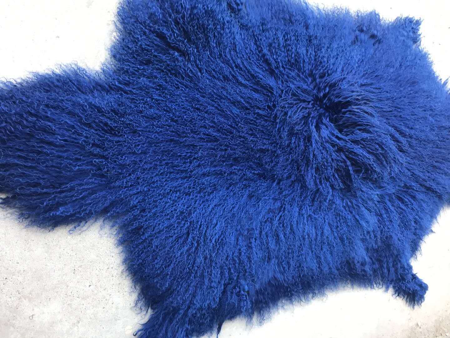 Chinese Lange Wol Zachte Kleurrijke Echte Mongoolse Lam Bont Pelt Lederen: Royal Blue