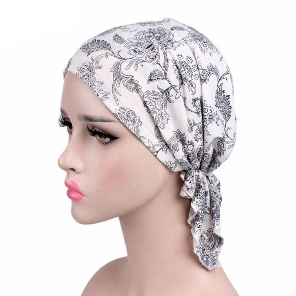 Mujeres imprimir India Hat musulmán, volante cáncer gorro de lana para quimio turbante gorro envolvente sombreros con estampados de leopardo accesorios de mujer