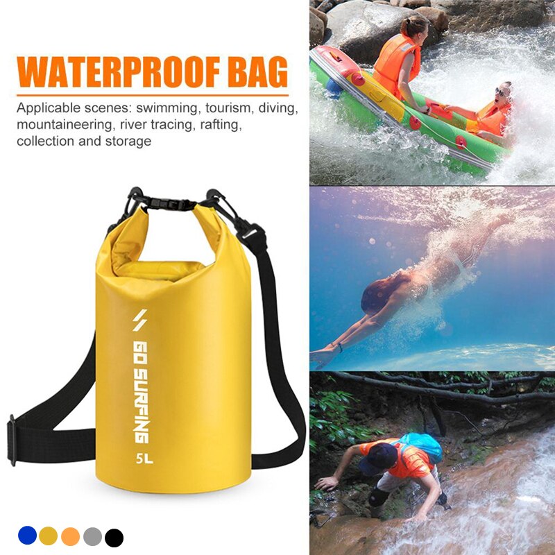 5/10L PVC Waterproof Bag River Trekking Bags Dry Pack Bag Dry Wet Separation Waterproof Drift Storage Bag