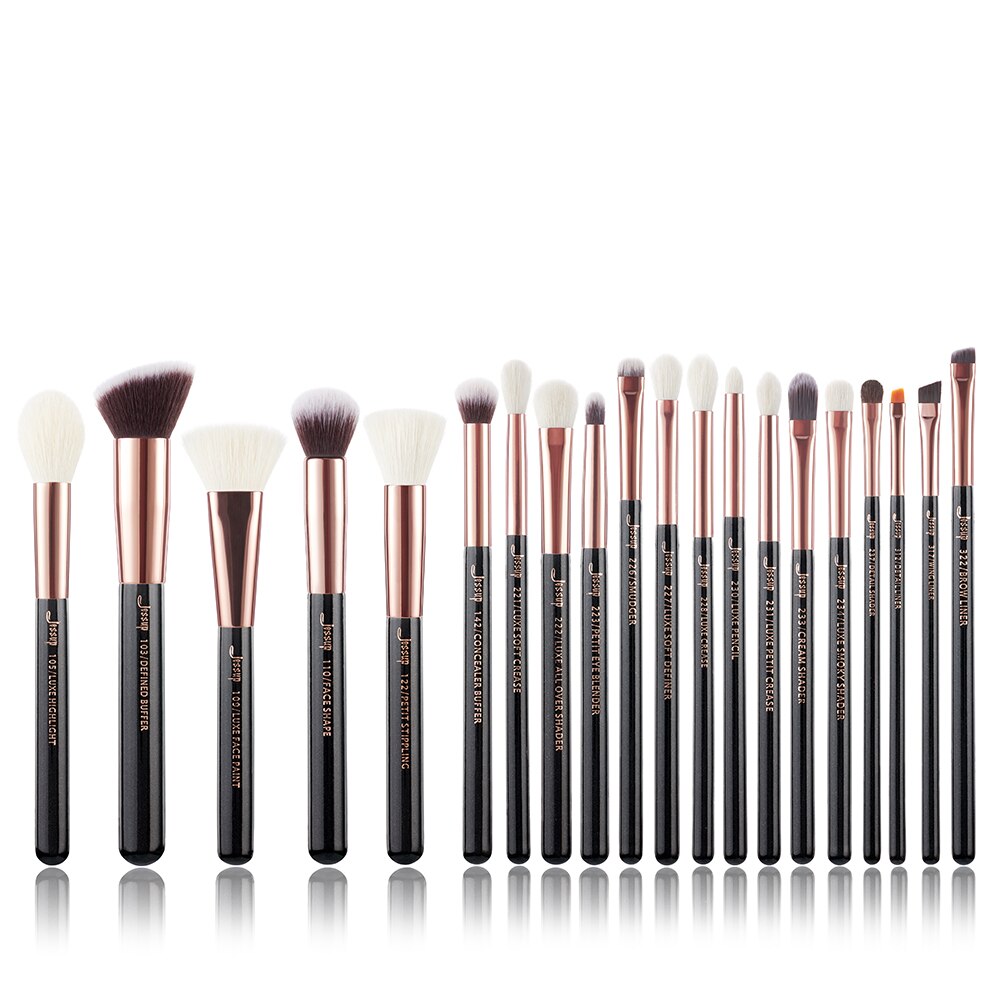 Jessup sort/sølv makeup børster sæt make up børste værktøj kit foundation pudder børster naturligt-syntetisk hår: G3-t165-20 stk