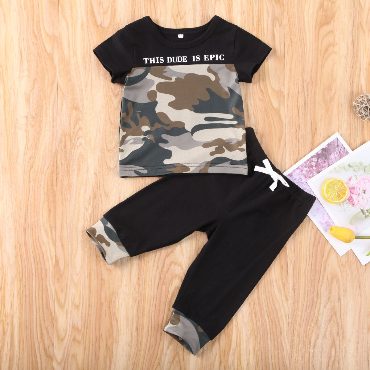 2 pces criança criança criança bebê menina 0-24 m casual camuflagem camisetas + leggings calças roupas