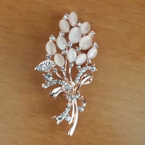 Opal-blumenbrosche, schmuckaccessoires, geburtstagsbrosche für damen, strassbrosche