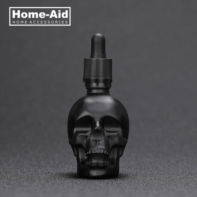 Botella amarga con forma de calavera para niños, frasco con cuentagotas de vidrio, esmerilado, negro, 30ml, 60ml, 120ml