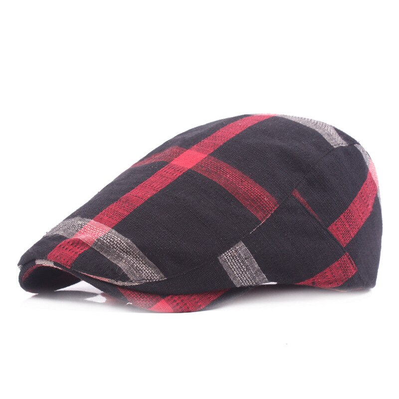 Mode Peaky Blinder Mannen Mannen Zomer Cap Vrouwen Plaid Baretten Katoen Gatsby Unisex Ivy Hat Rijden Zon Platte cabbie Newsboy: Black