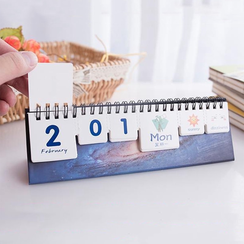Cute Animal Starry Sky Desk Calendar Tearable Perpetual Calendar Daily Table Planner