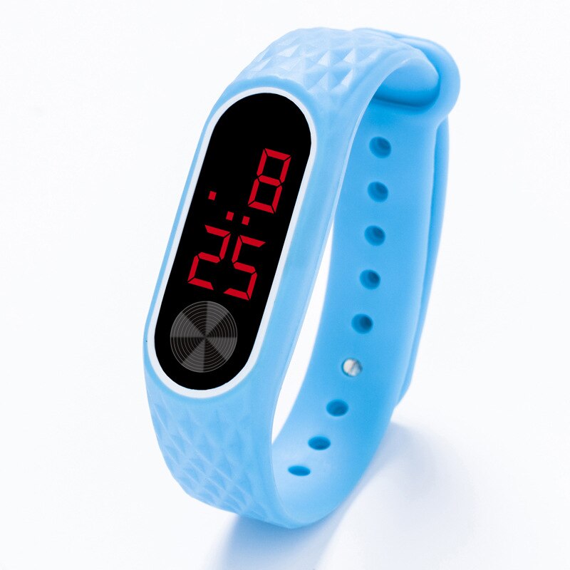 neue Stilvolle kinder LED Digitale Sport Uhr Jungen Mädchen Unisex Frauen Männer Elektronische Silikon Armband Armbanduhr: Sky Blue Red