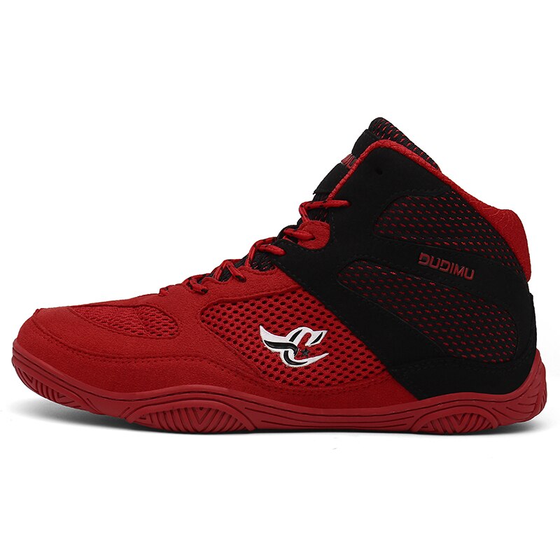 Unisex Boxing Boot Large Size Athletic Shoe Red Mesh Boxing Shoes Men Brand Big Boy Wrestling Shoes High Top Boxing Shoe: Red / 5.5