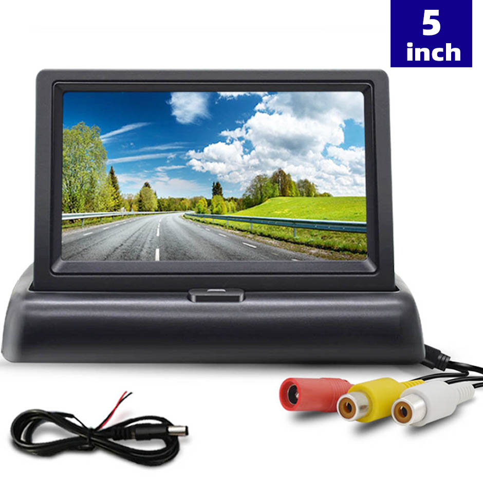 monitor samochodowy HD 4.3/5 cali, składany wyświetlacz LCD HD robić parkowania, robić pojazdów, ciężarówek, vanów, kamperów, kamera cofania.: Czerwony