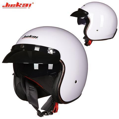 JIEKAI – demi-casque De Moto, accessoires De Moto, ouvert au visage, Jet Vintage, Scooter, Ski, 3/4: White / XL