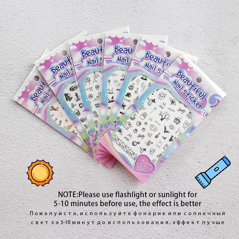 Luminoso Halloween Unghie Artistiche etichetta Zucca ragno per L'autoadesivo Del Chiodo 3D Consigli Decorazioni manicure Consigli