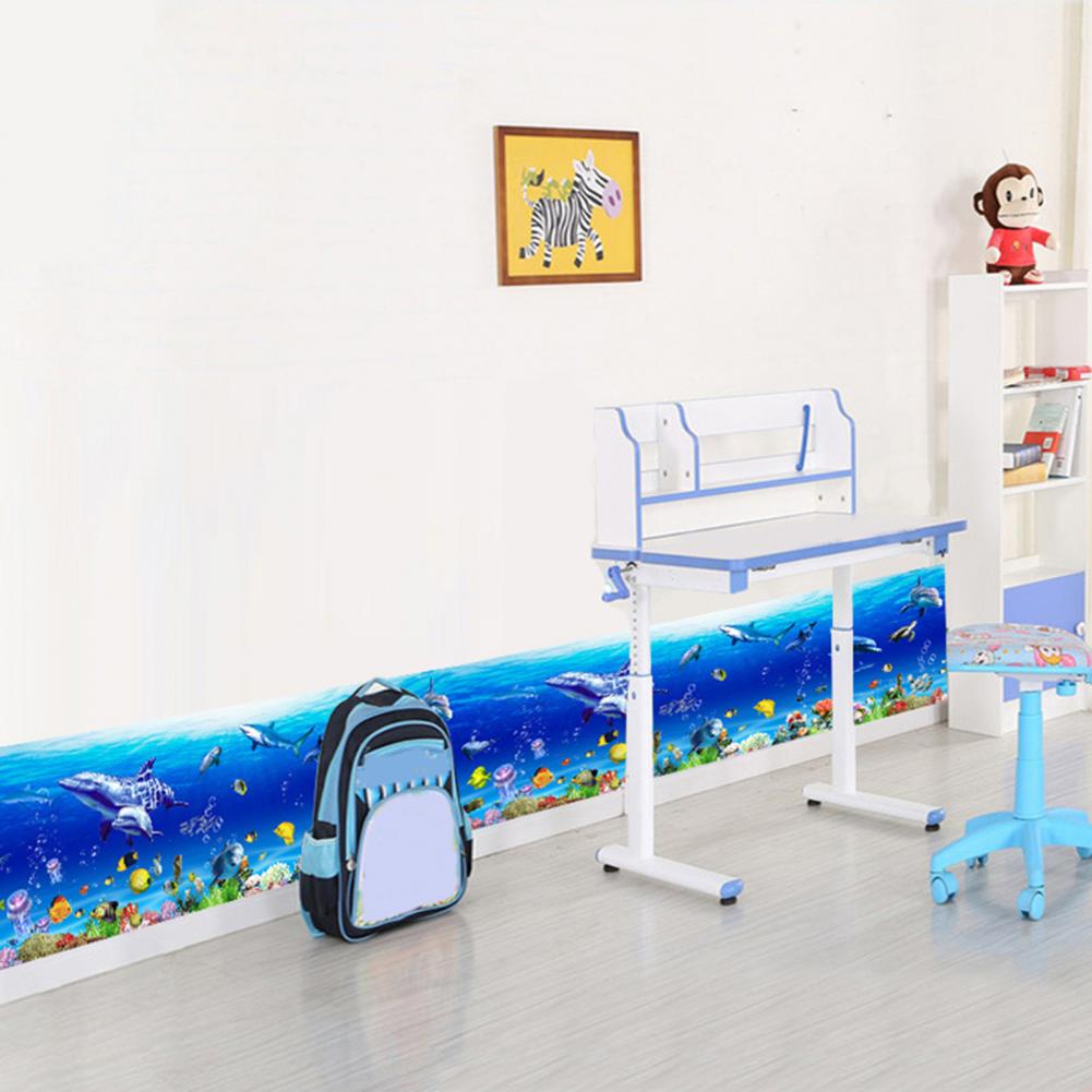 Wall Sticker Wonderful Sea World Blue Cartoon Ocean Waterproof Deep Water Wallpaper For Baby Kids Room Home Decor