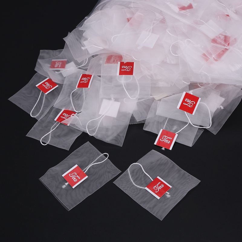 Sachet de thé pyramide 1000 pièces, 5,5X7Cm, sachet de thé filtre en Nylon, étiquette à chaîne unique, sachet de thé vide Transparent
