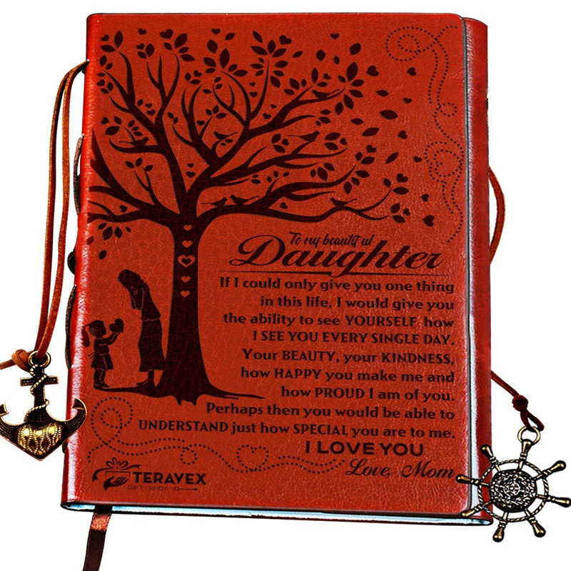 Mor til datter notesbog dagbog notesblok vintage piratankre pu læder note bog udskiftelig papirvarer rejsedagbog