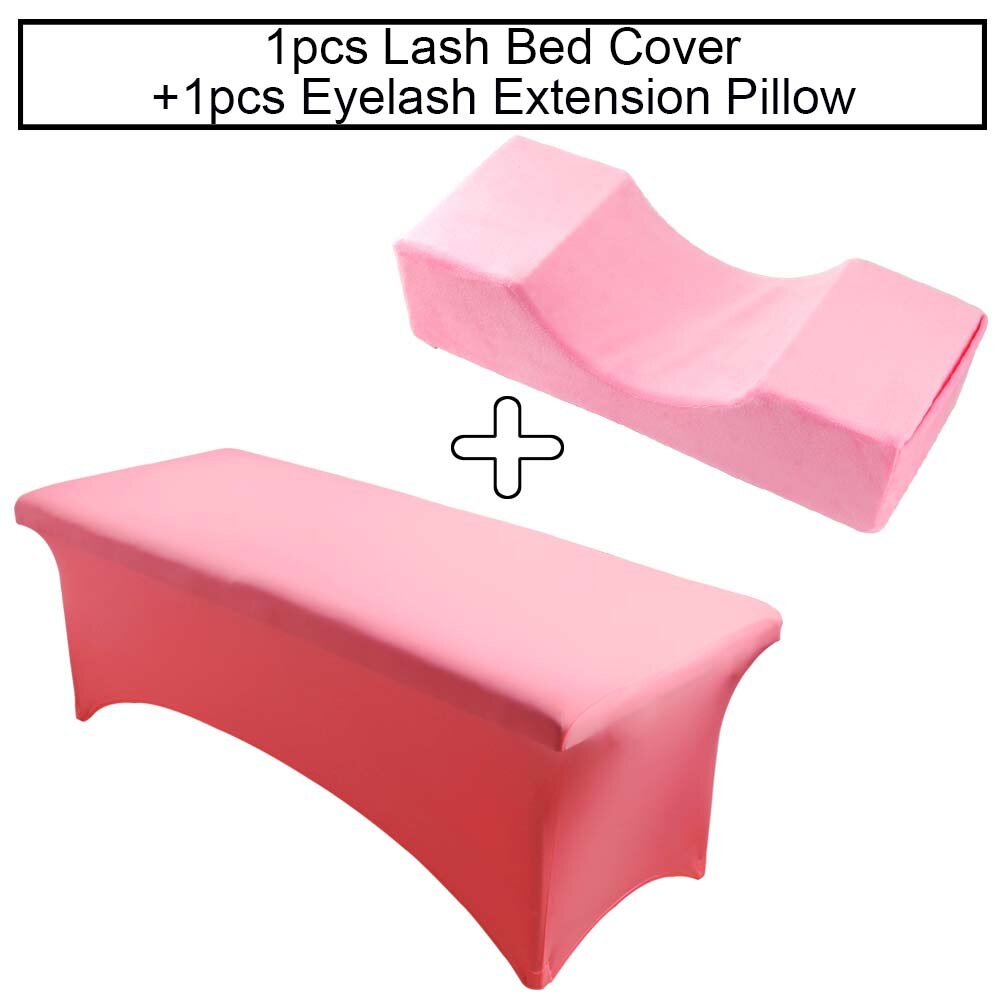 Neck Lash Pillow Eyelash Extension Bed Cover Sheets Grafting Lashes Eyelashes Extension Memory Foam Beauty Salon Makeup Tools: Pink set 5