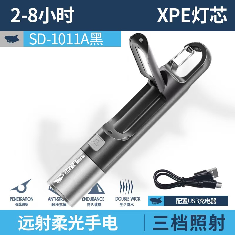 Xiaomi SMILING SHARK Outdoor Mini Flashlight Portable Strong Lights Variable Focus Travel Camping Fishing Walking Lighting Lamp: green