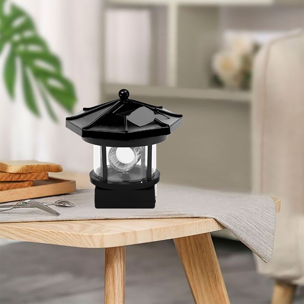 Led-baken op zonne-energie met roterende lichtstraal, vuurtoren op zonne-energie, huis- en tuindecoratie, hek, gazonlamp, lichtslinger