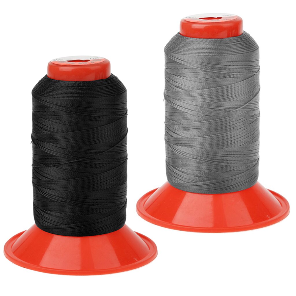2Pcs STRONG BONDED NYLON SEWING THREAD 500 METRE SPOOL/REEL Black & Gray