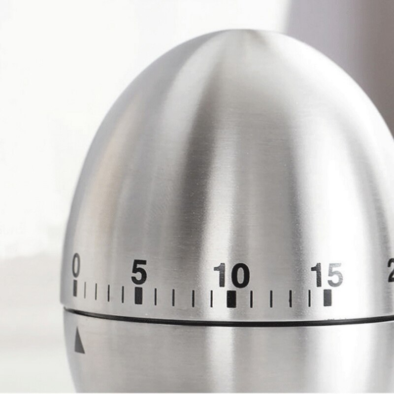 Kitchen Timer Manual Stainless Steel Egg Shaped Mechanical Rotating Alarm With 60 Minutes For Cooking For Kitchen