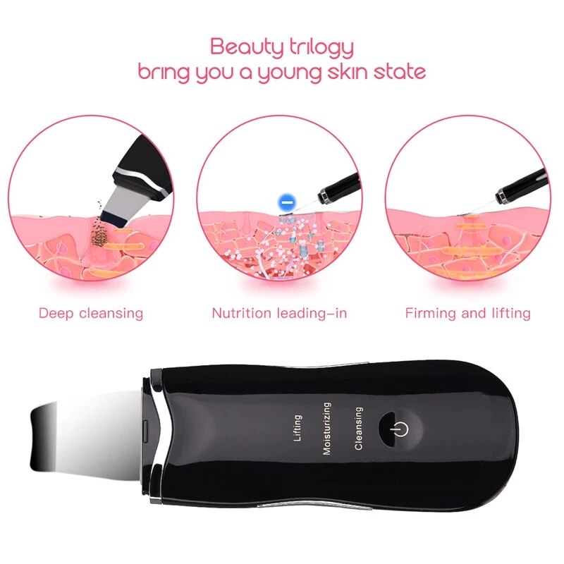 Ultrasonic Electric Skin Scrubber Deep Face Cleaning Machine Peeling Shovel Facial Pore Cleaner Face Skin Scrubber